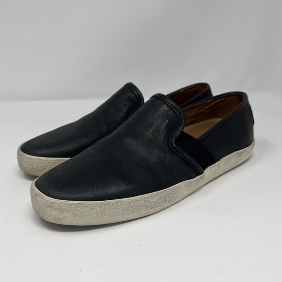 Womens Frye Ivy Slip On Black Leather Sneakers Loafers Sz 7.5 - Picture 2 of 8